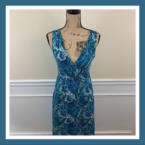 Garnet Hill | Blue Paisley Print Dress | Small